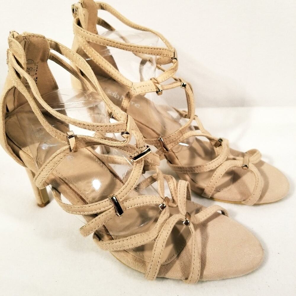 Bella Marie Mirage-50 Size 10 Suede Sandal Heel Caged Open